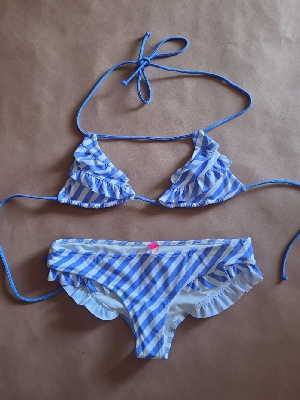 New VS Nautical Stripe Ruffle Bikini Set